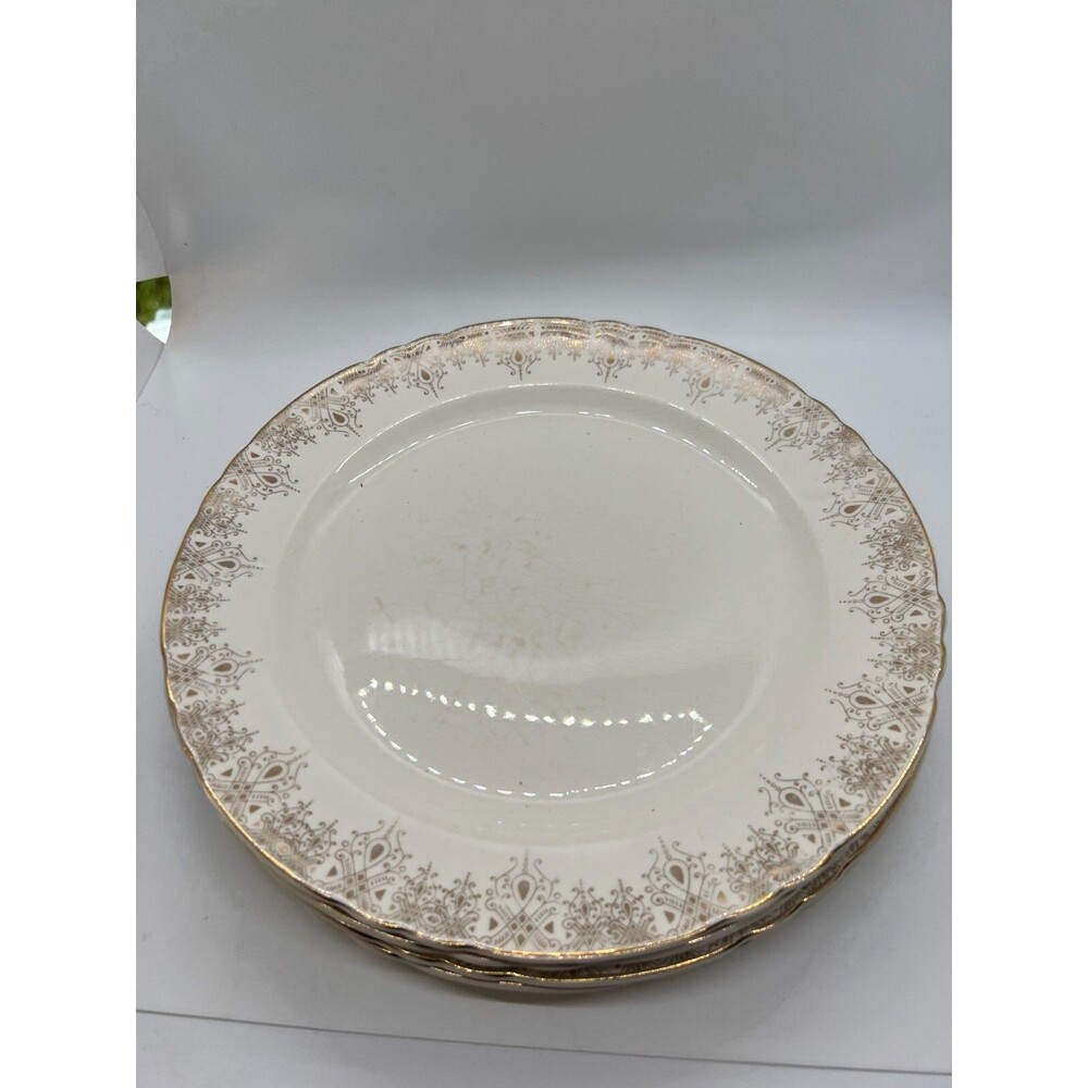 Vintage Set of 4 HARMONY Imperial China Dinner Plate 10” 22k gold ohio scratched